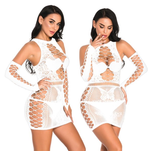 Fishnet Party Dress with Criss-Cross Sleeves YDS002