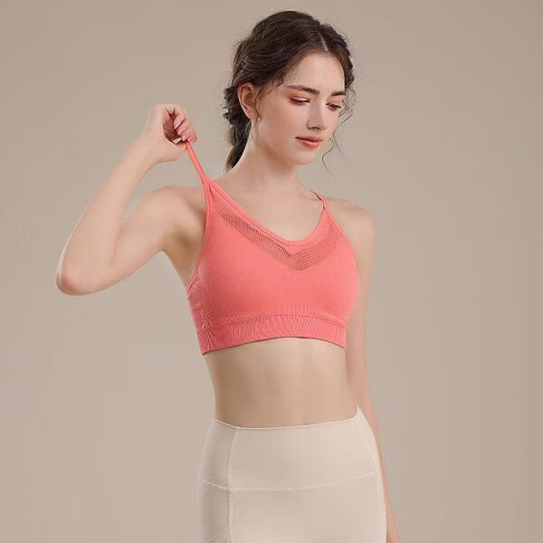 Seamless Sports Multi-Strap Mesh Sports Bra FYW004 - Image 3