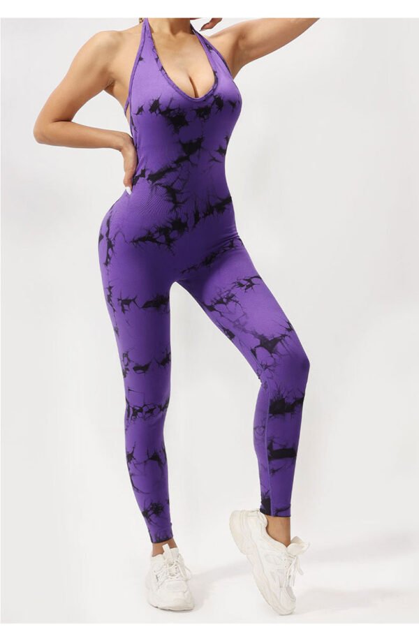 Seamless Deep V-Neck Tie-Dye Jumpsuit SZJ002 - Image 5