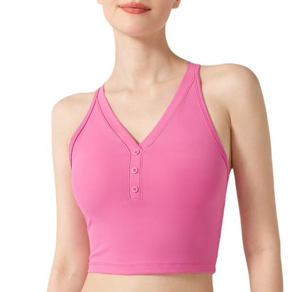Women's V-Neck Button Sports Bras & Crop Tops FYB004 - Image 4
