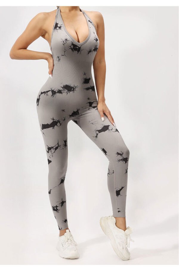 Seamless Deep V-Neck Tie-Dye Jumpsuit SZJ002 - Image 6