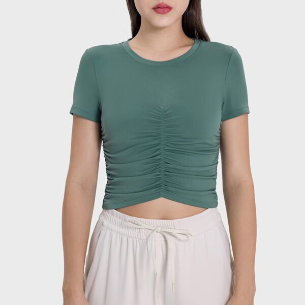 Women's Cropped Ruched Tops FYD003 - Image 5