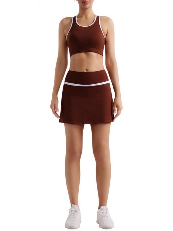 Seamless Contrast Color Baseball Skirt Yoga Sports Set XYH001 - Image 4