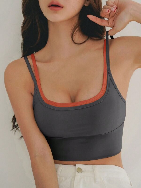 Seamless Sports Contrast-Binding Multi-Strap Bra GQW001 - Image 2