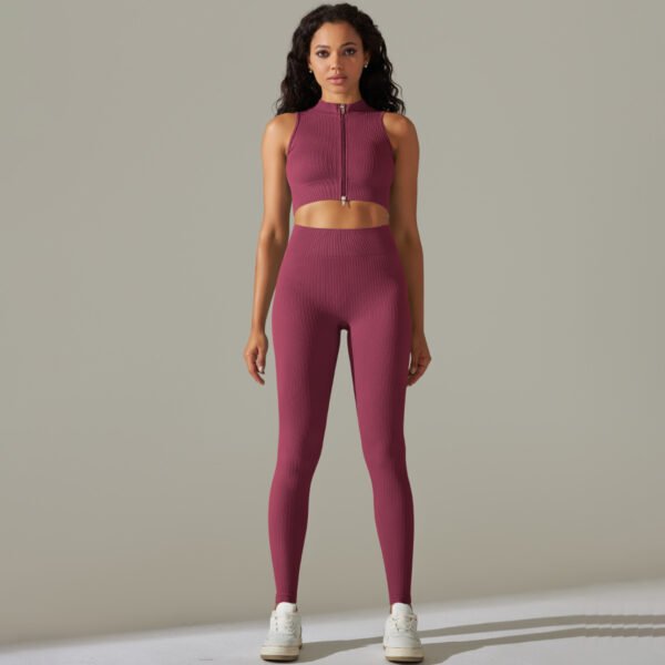 Seamless Zip-Up Yoga Sports Set MMT008 - Image 3