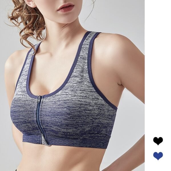 Seamless Sports Zipper Bra with Striped Design FYW002 - Image 4