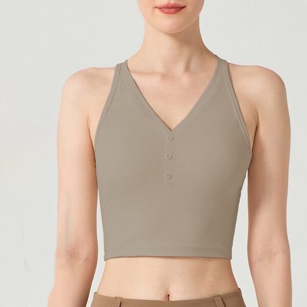 Women's V-Neck Button Sports Bras & Crop Tops FYB004 - Image 2