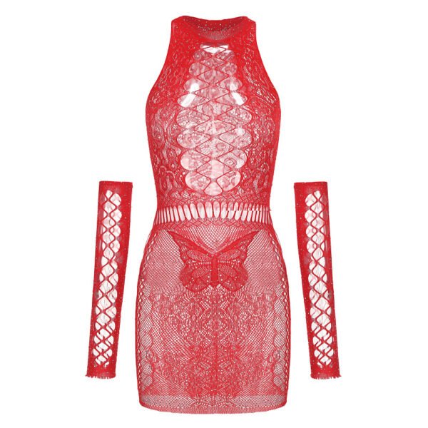 Fishnet Party Dress with Criss-Cross Sleeves YDS002 - Image 8