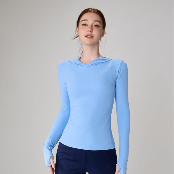 Women's Hooded Long-Sleeve Activewear Top TJX001 - Image 3