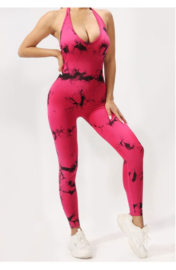 Seamless Deep V-Neck Tie-Dye Jumpsuit SZJ002 - Image 2