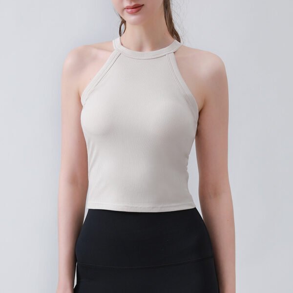 Women's High-Neck Sleeveless Ribbed Tank Tops FYB003 - Image 2