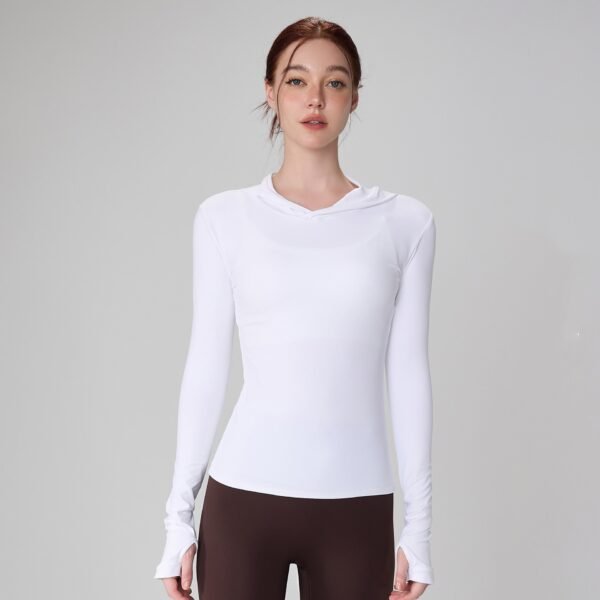 Women's Hooded Long-Sleeve Activewear Top TJX001 - Image 2