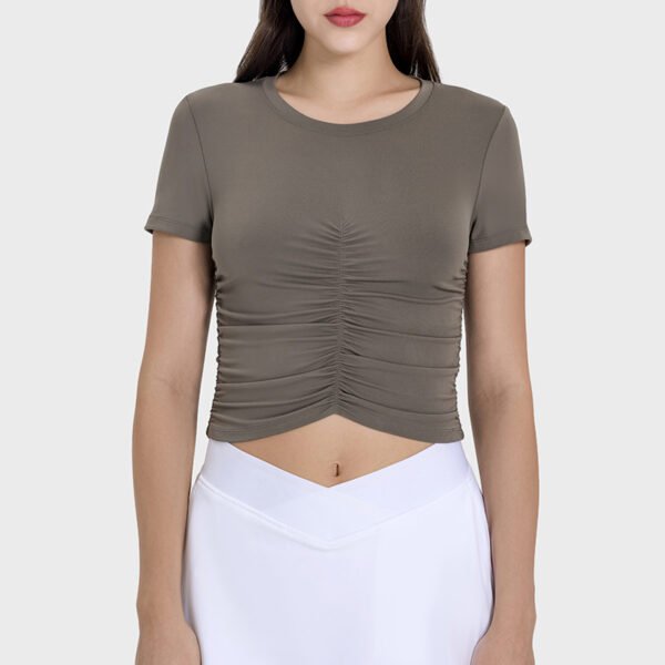Women's Cropped Ruched Tops FYD003 - Image 3