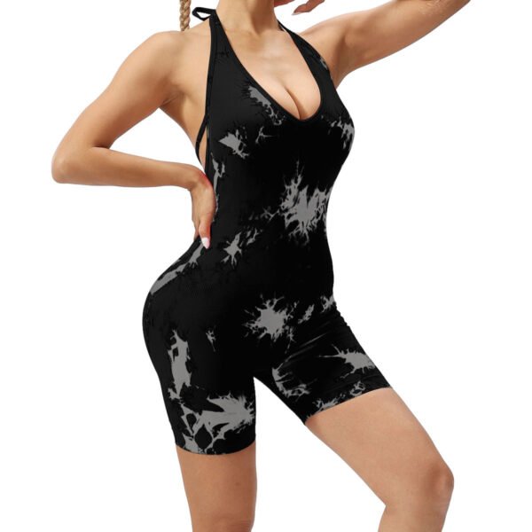 Seamless Deep V-Neck Tie-Dye Jumpsuit SZJ003 - Image 4
