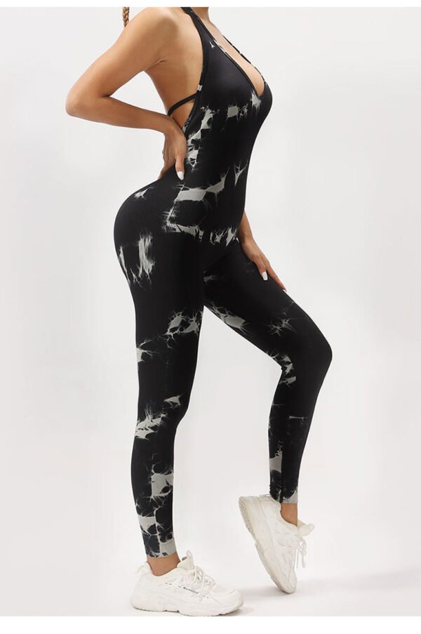 Seamless Deep V-Neck Tie-Dye Jumpsuit SZJ002 - Image 4