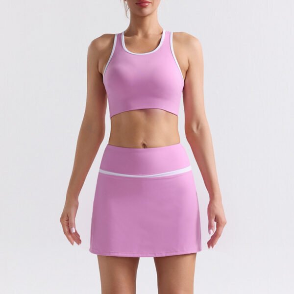 Seamless Contrast Color Baseball Skirt Yoga Sports Set XYH001 - Image 3